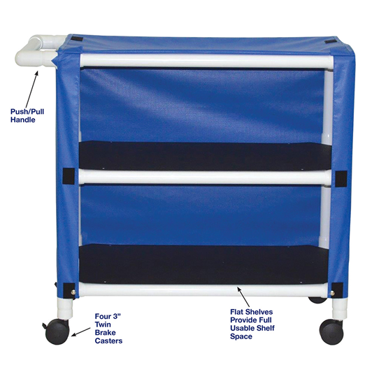 MRI PVC 2-Shelf Linen Cart w Mesh or Vinyl Cover, Shelf 20"x32" Medical Equipment