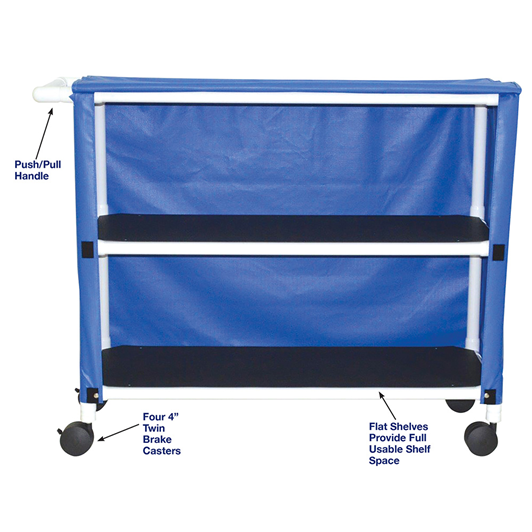 MRI PVC 2-Shelf Linen Cart w Mesh or Vinyl Cover, Shelf 20"x50" Medical Equipment