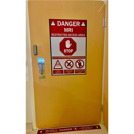 MRI Danger Sign, MRI System Room Door, Plastic Medical Equipment