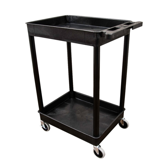 Tub Cart - 2 Shelves Black Medical Equipment
