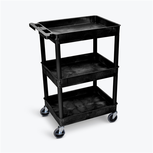 3 Shelf Tub Cart Black Medical Equipment
