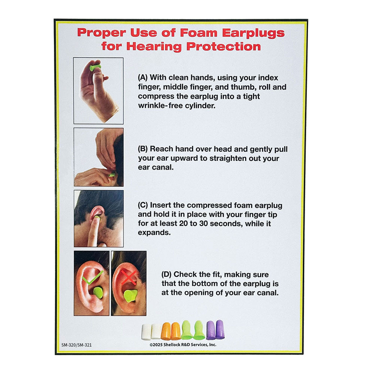 Proper Use of Earplugs Sign