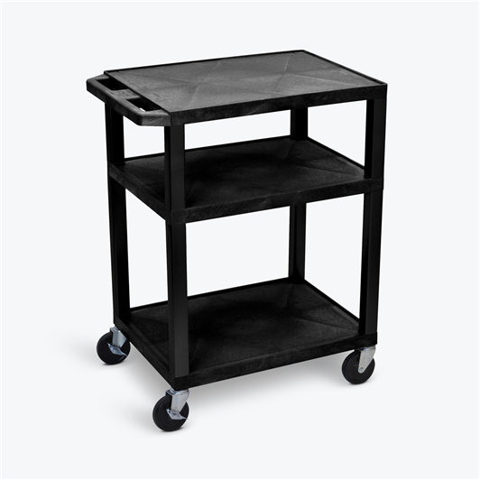 AV Cart - Three Shelves Black Medical Equipment