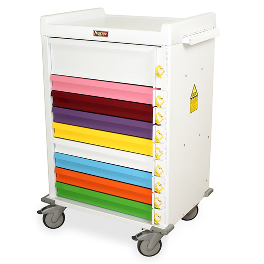 MRI Conditional Pediatric Crash Cart, Nine Drawers, Breakaway Lock