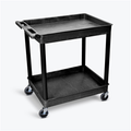 Large Tub Utility Cart - 2 Shelves Black Medical Equipment