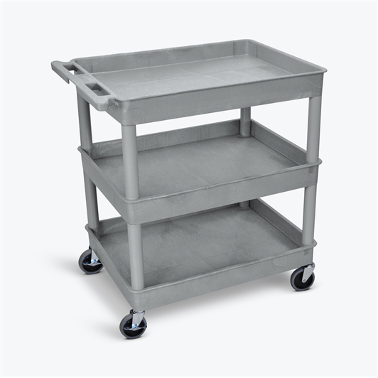 Large Tub Utility Cart - 3 Shelves Gray Medical Equipment