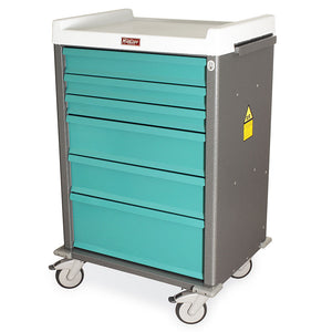 MRI-Conditional Six Drawer Anesthesia Cart Key Lock Standard Package