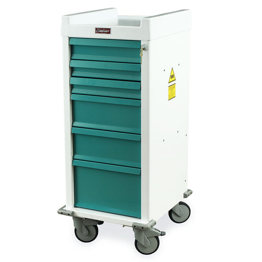 MR-Conditional Narrow Six Drawer Anesthesia Cart Key Lock Standard Package