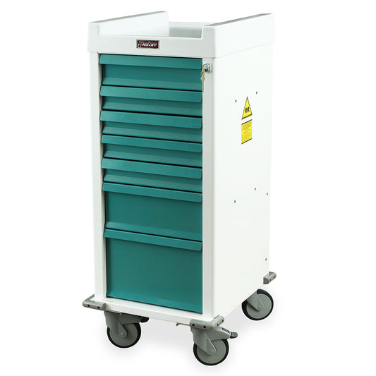 MR-Conditional Narrow Seven Drawer Anesthesia Cart Key Lock Standard Package