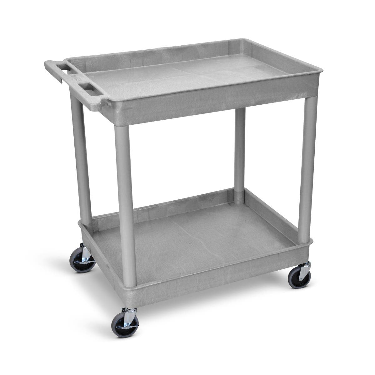 Large Tub Utility Cart - 2 Shelves Gray Medical Equipment