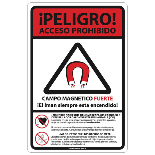 MRI Danger Wall Sign 12x18'' (Spanish)