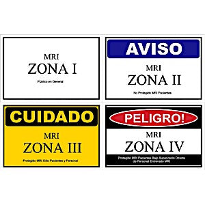 MRI Spanish Zone Sign Combo Pack Medical Equipment