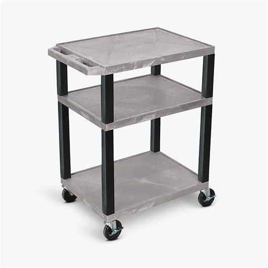 AV Cart - Three Shelves Gray w Black Medical Equipment